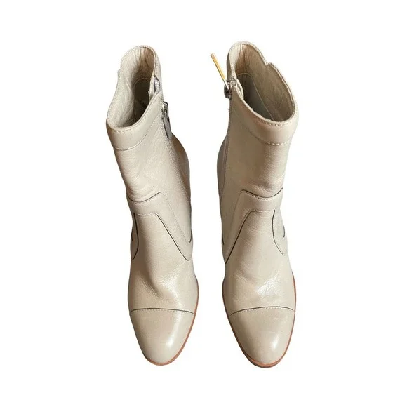 NWOT Banana Republic Womens Leather Ankle Bootie Side Zip Size 6.5 Cream - Picture 2 of 11